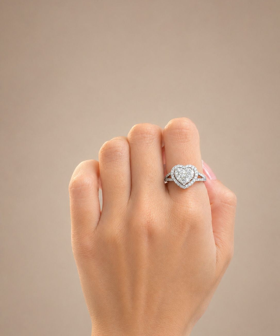 0.79ct Diamond 18K Gold Pave Heart Ring