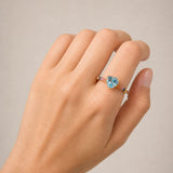 2.49ct Blue Topaz Multi Sapphire 14K Gold Heart Ring
