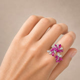 2.7ct Diamond Ruby 18K Gold Bypass Ring