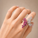 4.15ct Diamond Ruby  18K Gold Bypass Ring