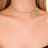 1.26ct Diamond 18K Gold Heart Stationed Chain Necklace