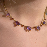 11.66ct Amethyst Tourmaline 18K Gold Choker Collar Necklace