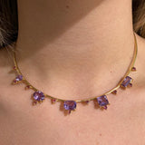 11.66ct Amethyst Tourmaline 18K Gold Choker Collar Necklace