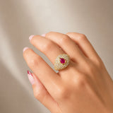 2.47ct Diamond Ruby 18K Gold Pave Ring