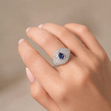 2.39ct Diamond Sapphire 18K Gold Pave Ring