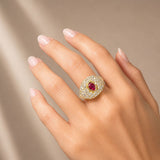 2.70ct Diamond Ruby 18K Gold Pave Ring