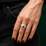 2.39ct Diamond Sapphire 18K Gold Pave Ring