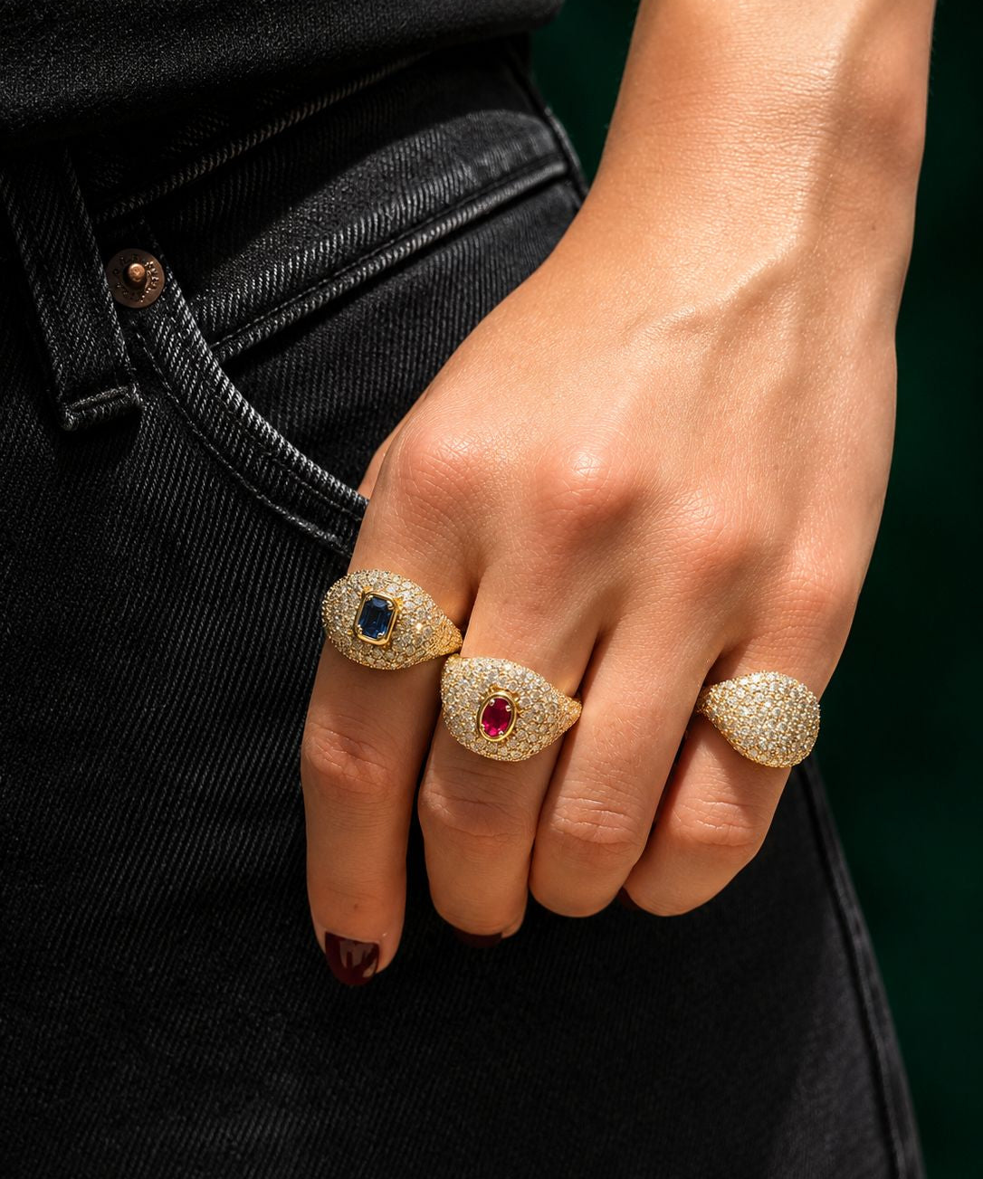 2.70ct Diamond Ruby 18K Gold Pave Ring