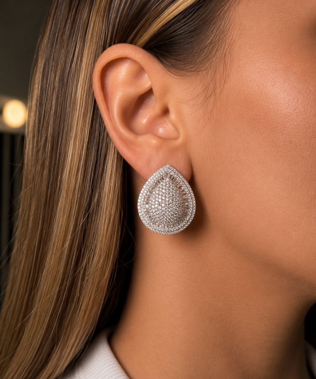 4.55ct Diamond 14K Gold Pear Statement Earrings