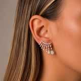 1.20ct Diamond 14K Gold Cluster Climber Earrings