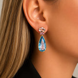 37.88ct Topaz Sapphire Morganite 18K Gold Pear Drop Earrings