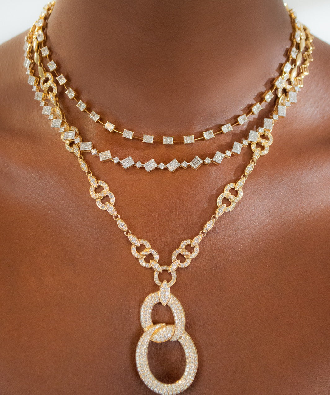 5.80ct Diamond 14K Gold Statement Pendant Necklace