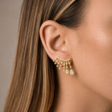 1.20ct Diamond 14K Gold Cluster Climber Earrings