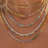 32.27ct Diamond Multi Sapphire 18K Gold Long Tennis Necklace