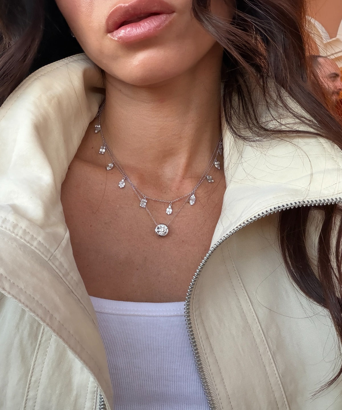 2.00ct Diamond 18K Gold Multi Shaped Drop Necklace