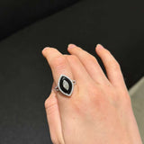 3.27ct Diamond Agate 18K Gold Marquise Ring