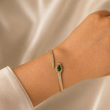 2.13ct Diamond Emerald 14K Gold Snake Cuff Bracelet