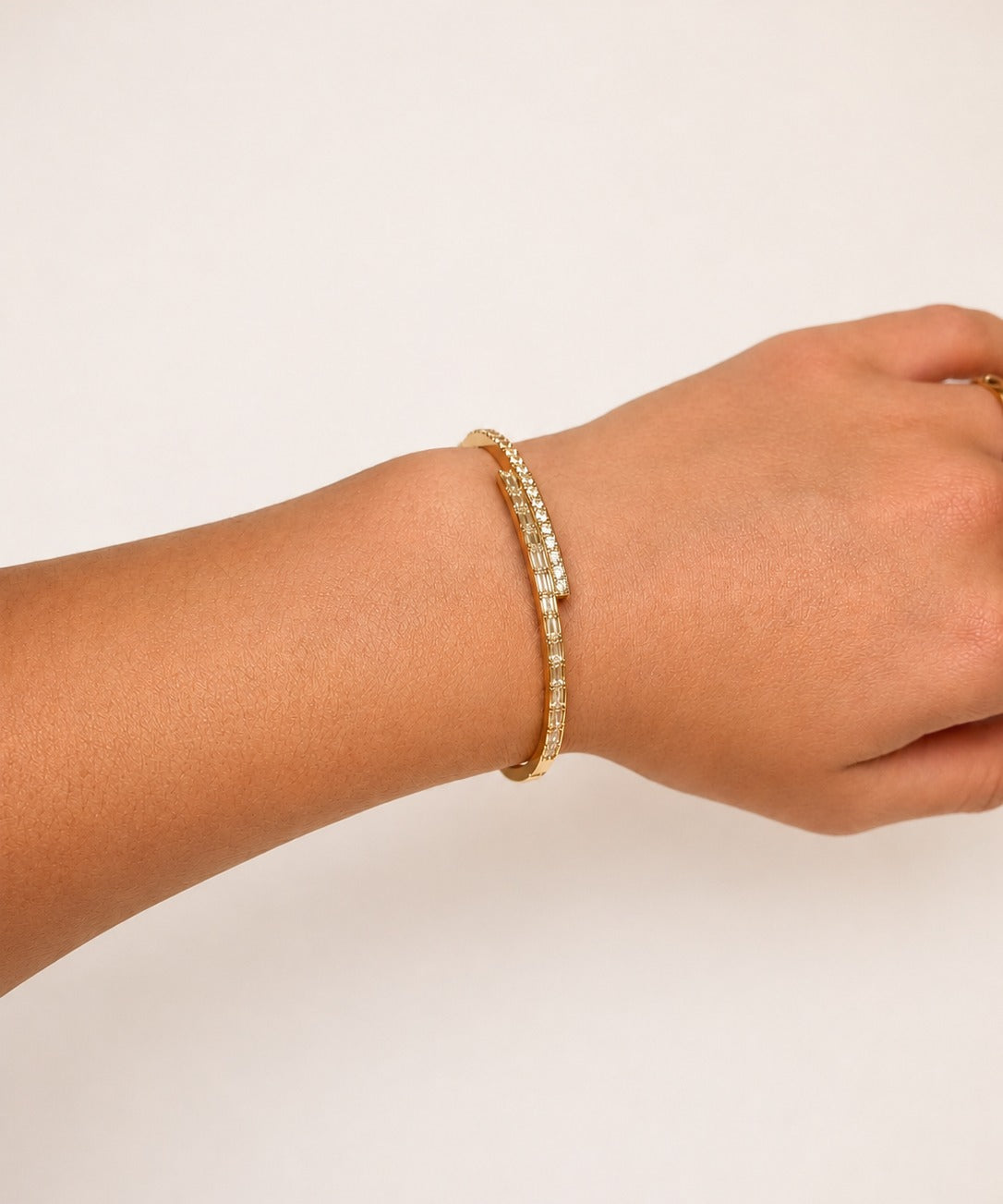 2.07ct Diamond 14K Gold Bypass Bangle Bracelet