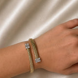 5.88ct Diamond 14K Italian Gold Bypass Bangle Bracelet