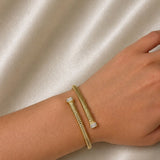 0.65ct Diamond 14K Italian Gold Bypass Bangle Bracelet