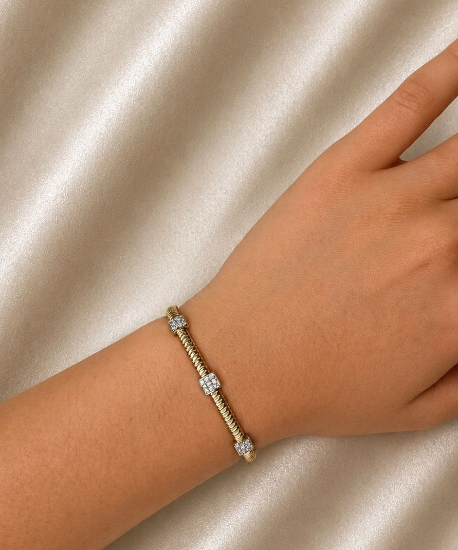 0.24ct Diamond 18K Italian Gold Cuff Bracelet