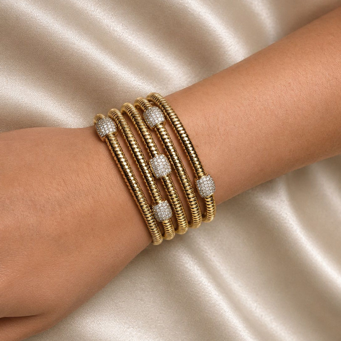 1.35ct Diamond 18K Italian Gold Multi Wrap Bracelet