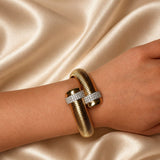 1.74ct Diamond 14K Italian Gold Bypass Bangle Bracelet