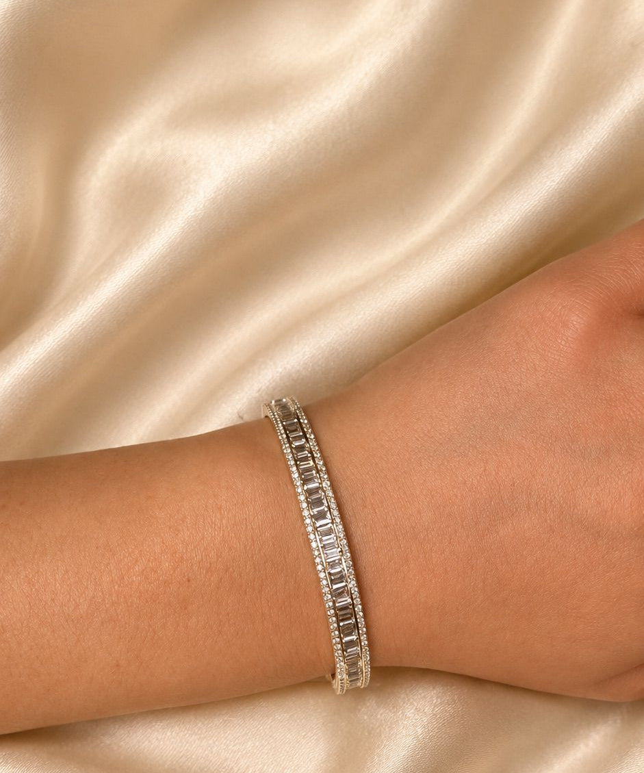 4.10ct Diamond 14K Gold Baguette Bangle Bracelet