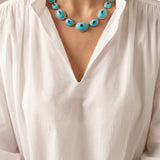 151.789ct Turquoise Emerald Diamond 18K Gold Statement Necklace
