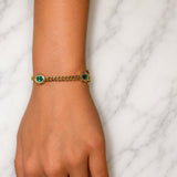 2.24ct Emerald Diamond 14K Gold Stationed Chain Bracelet