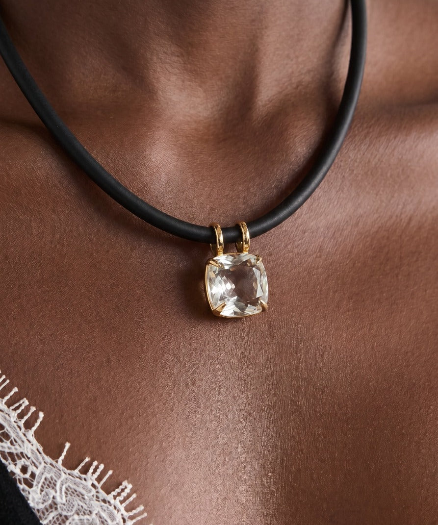 22.33ct White Topaz 18K Gold Cushion Statement Pendant