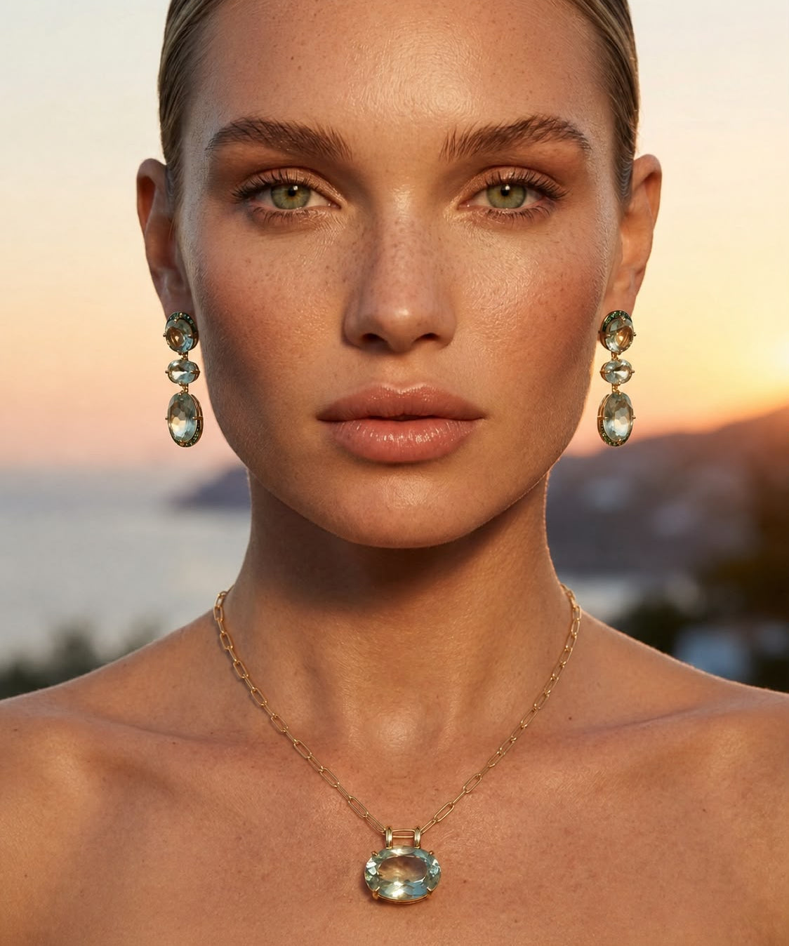 29.92ct Green Amethyst Tsavorita 18K Gold Earrings