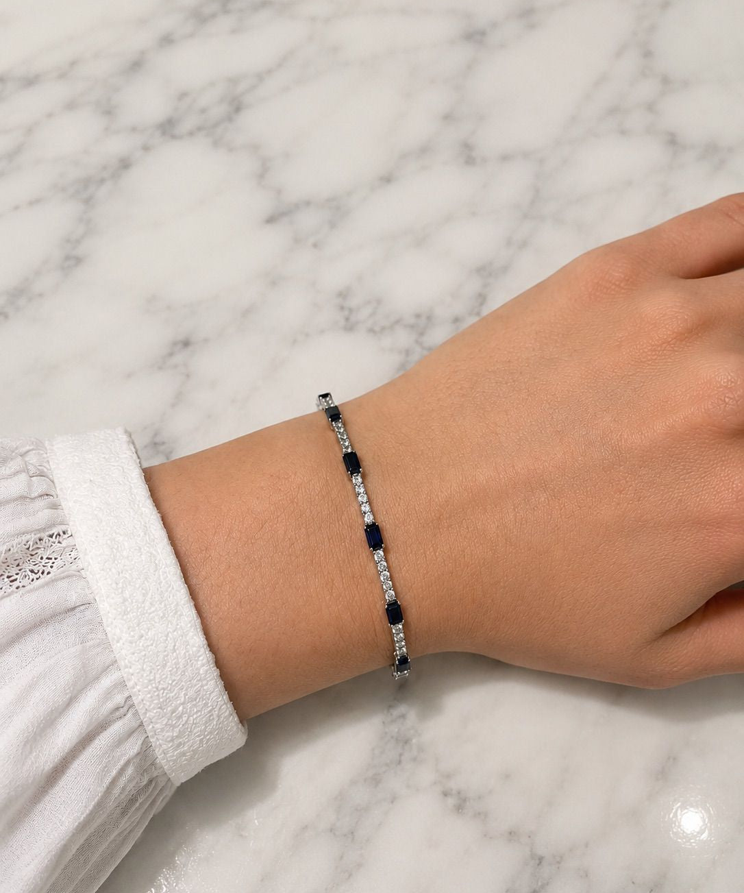 2.75ct Diamond Blue Sapphire 14K Gold Flexible Bangle Bracelet