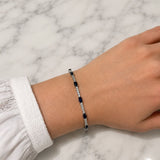 2.75ct Diamond Blue Sapphire 14K Gold Flexible Bangle Bracelet