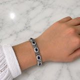 4.85ct Diamond Blue Sapphire 14K Gold Bangle Bracelet