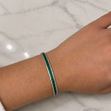 2.89ct Diamond Emerald 14K Gold Baguette Bangle Bracelet