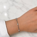 0.56ct Diamond 14K Gold Stationed Flower Flexible Bangle Bracelet
