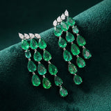 26.44ct Emerald Diamond 18K Gold Cascade Earrings