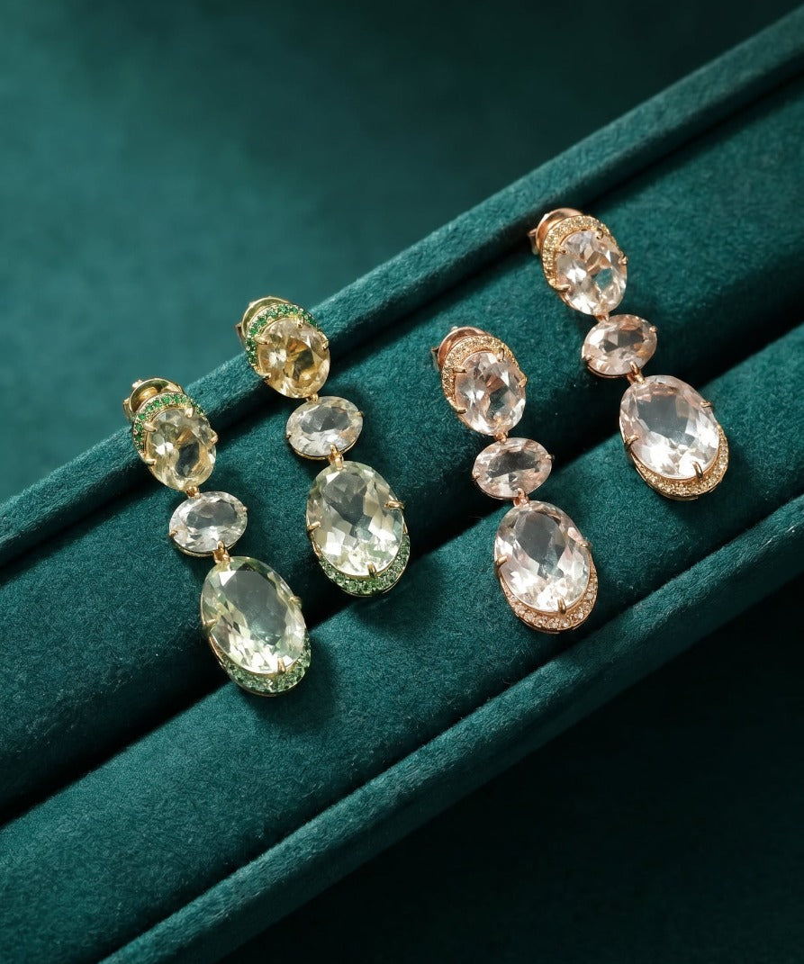 36.61ct Diamond Topaz 18K Gold Earrings