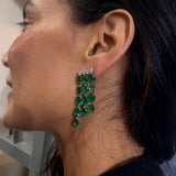 26.44ct Emerald Diamond 18K Gold Cascade Earrings