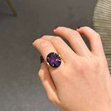 12.74ct Emerald Amethyst Onyx 18K Gold Cocktail Ring