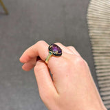 12.74ct Emerald Amethyst Onyx 18K Gold Cocktail Ring