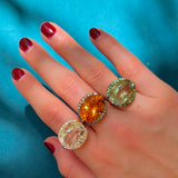 13.15ct Green Amethyst Tsavorita 18K Gold Cocktail Ring