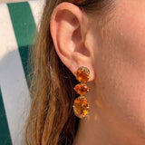 27.90ct Citrine Brown Diamond 18K Gold Statement Earrings