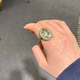 13.45ct Green Amethyst Apatite Diamond 18K Gold Cocktail Ring