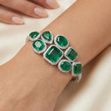 19.24ct Diamond Emerald 14K Gold Statement Bracelet
