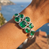 19.24ct Diamond Emerald 14K Gold Statement Bracelet