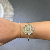 2.15ct Diamond 14K Gold Flower Bangle Bracelet
