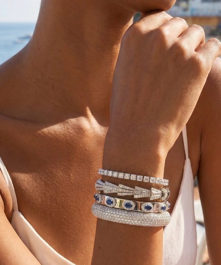 6.75ct Diamond 14K Gold Statement Bracelet