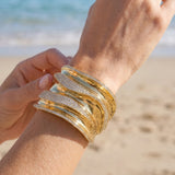 6.87ct Diamond 14K Gold Statement Cuff Bracelet